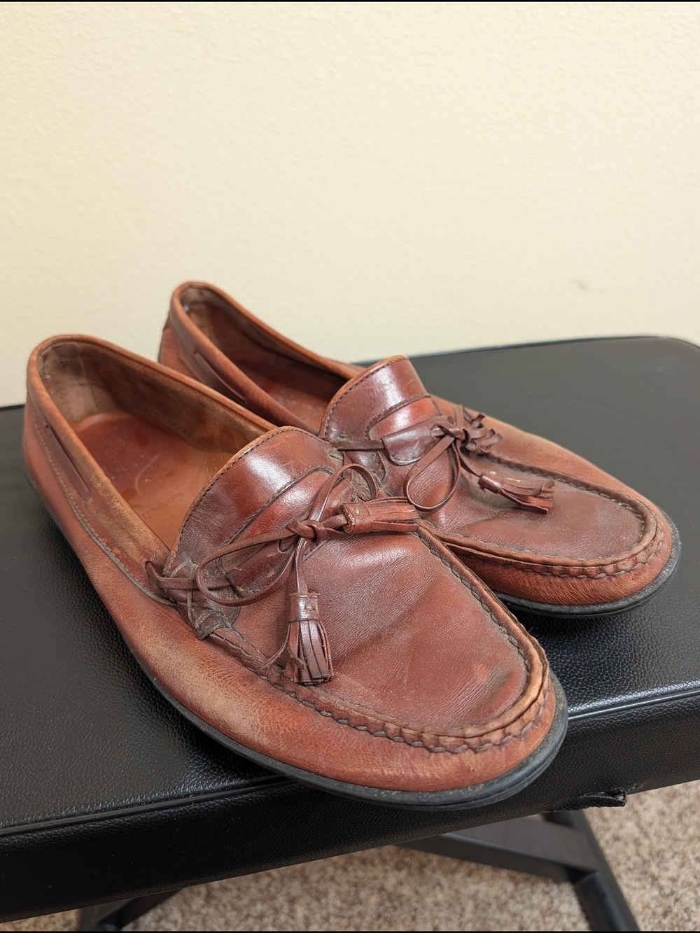 Allen Edmonds Cassell Brown Leather‎ Tassel Loafer Mens Size 12 (Measured)